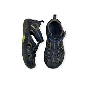 Merrell Kids Leather Hydro Hiker Sport Sandals In Navy/Green